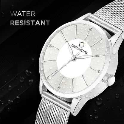 Carlington Elite Ladies Self Adjustable Mesh Strap Water Resistant Analog Watch - For Women CT2004