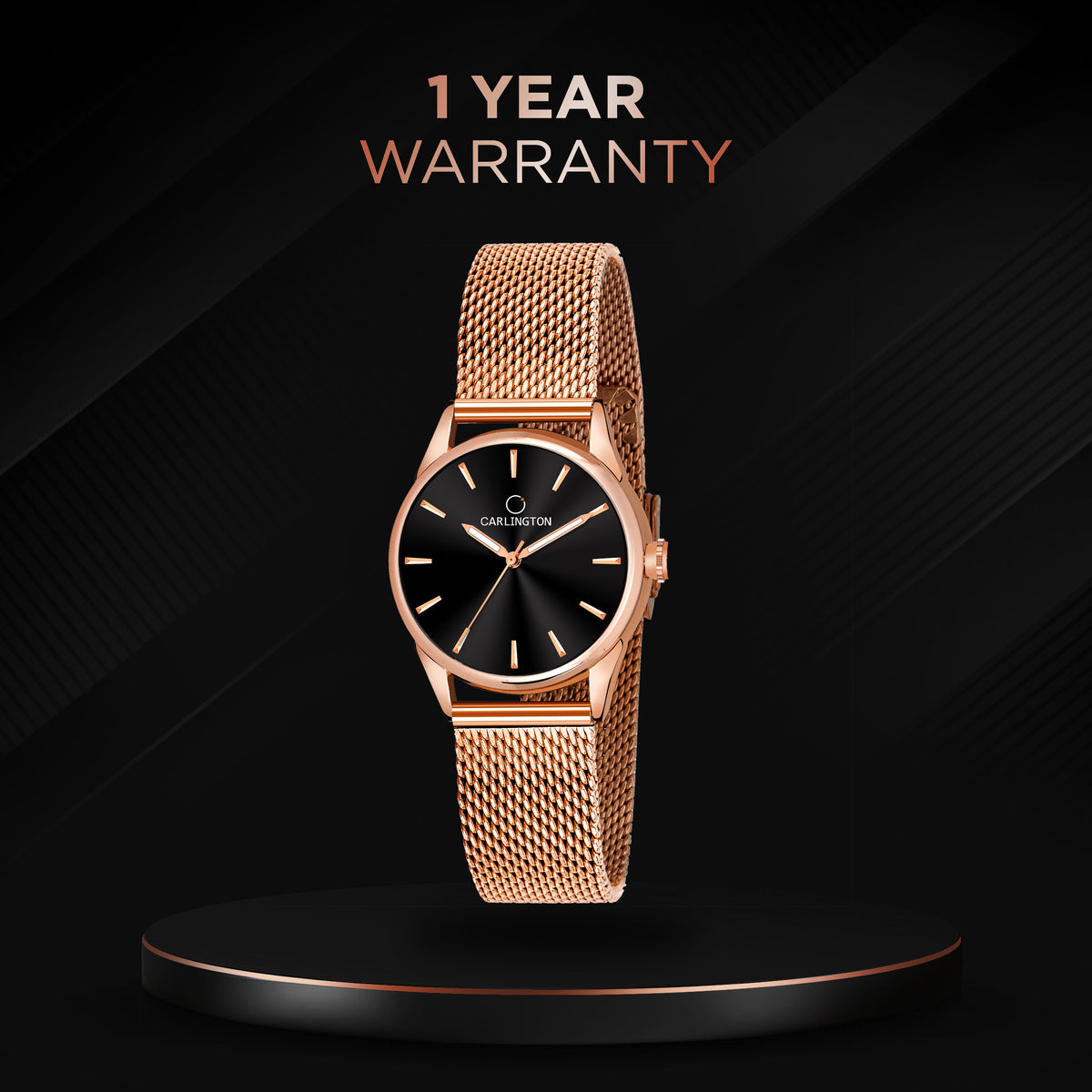 Carlington Elite Ladies Self Adjustable Mesh Strap Water Resistant Ana