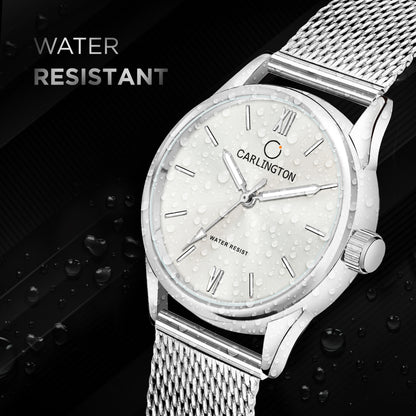 Carlington Elite Ladies Self Adjustable Mesh Strap Water Resistant Analog Watch - For Women CT2008