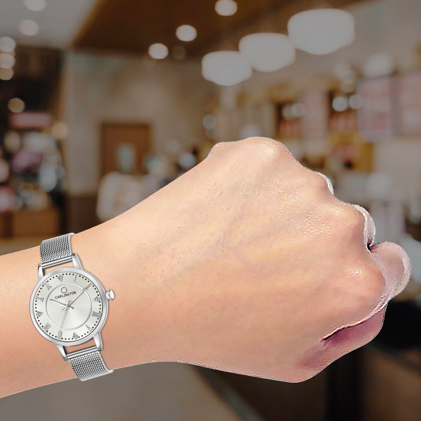 Carlington Elite Ladies Self Adjustable Mesh Strap Water Resistant Analog Watch - For Women CT2013