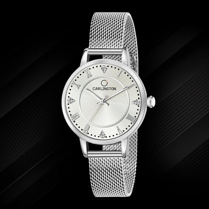 Carlington Elite Ladies Self Adjustable Mesh Strap Water Resistant Analog Watch - For Women CT2013