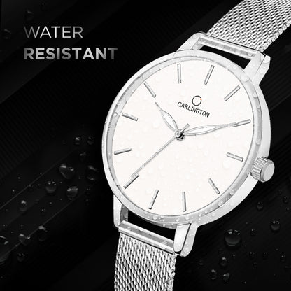 Carlington Elite Ladies Self Adjustable Mesh Strap Water Resistant Analog Watch - For Women CT2014