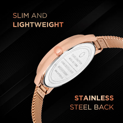 Carlington Elite Ladies Self Adjustable Mesh Strap Water Resistant Analog Watch - For Women CT2015