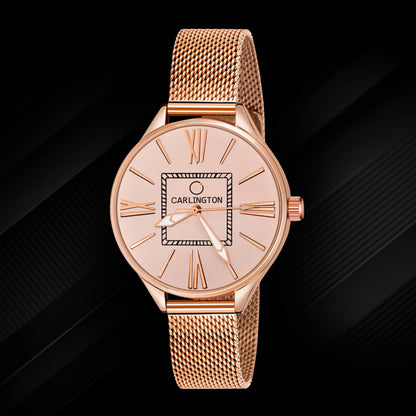 Carlington Elite Ladies Self Adjustable Mesh Strap Water Resistant Analog Watch - For Women CT2015