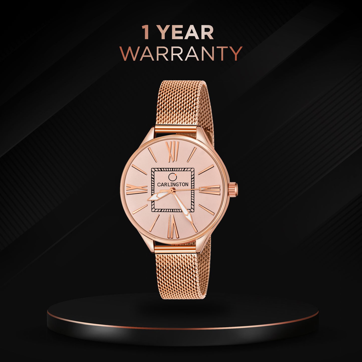 Carlington Elite Ladies Self Adjustable Mesh Strap Water Resistant Analog Watch - For Women CT2015