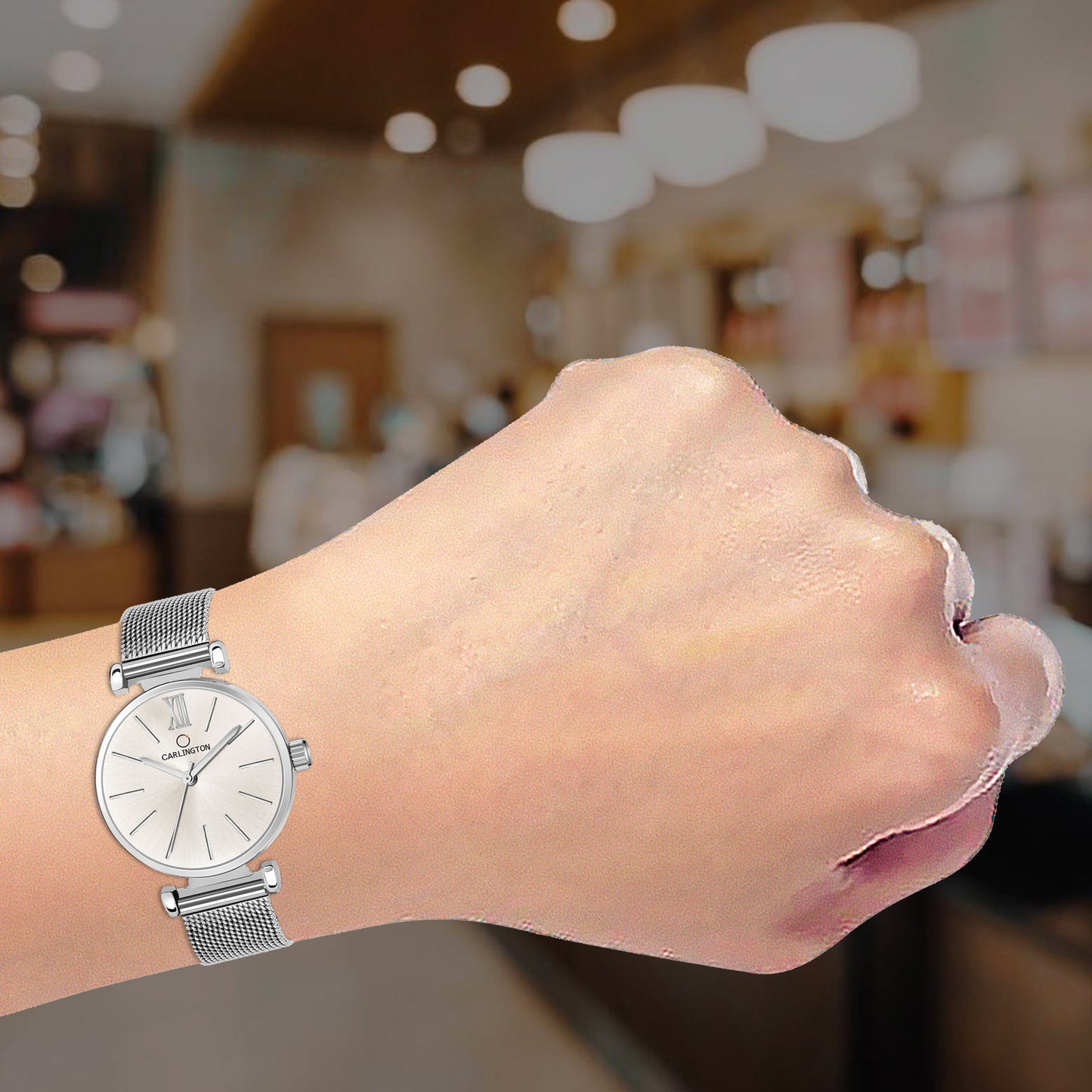 Carlington Elite Ladies Self Adjustable Mesh Strap Water Resistant Analog Watch - For Women CT2016