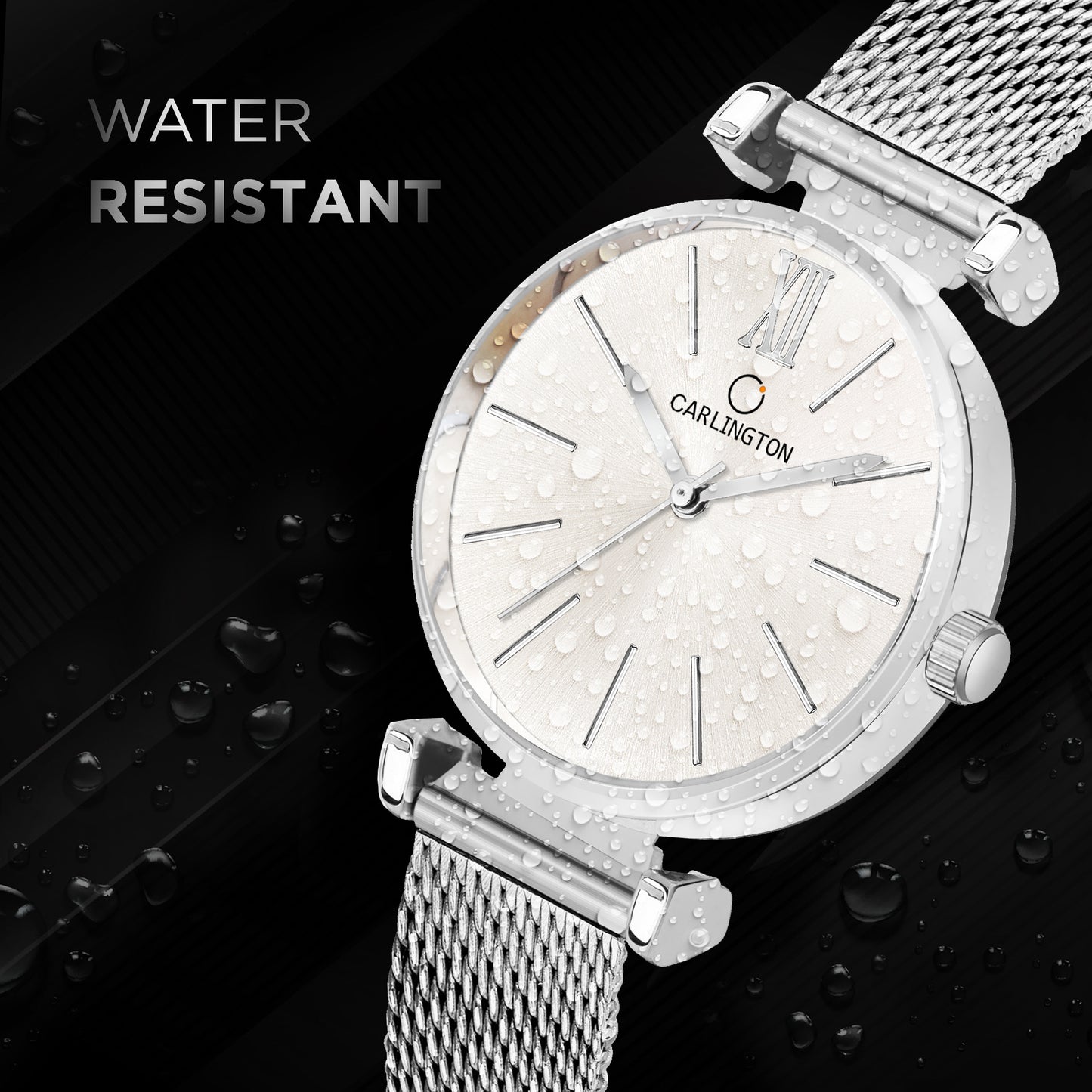 Carlington Elite Ladies Self Adjustable Mesh Strap Water Resistant Analog Watch - For Women CT2016