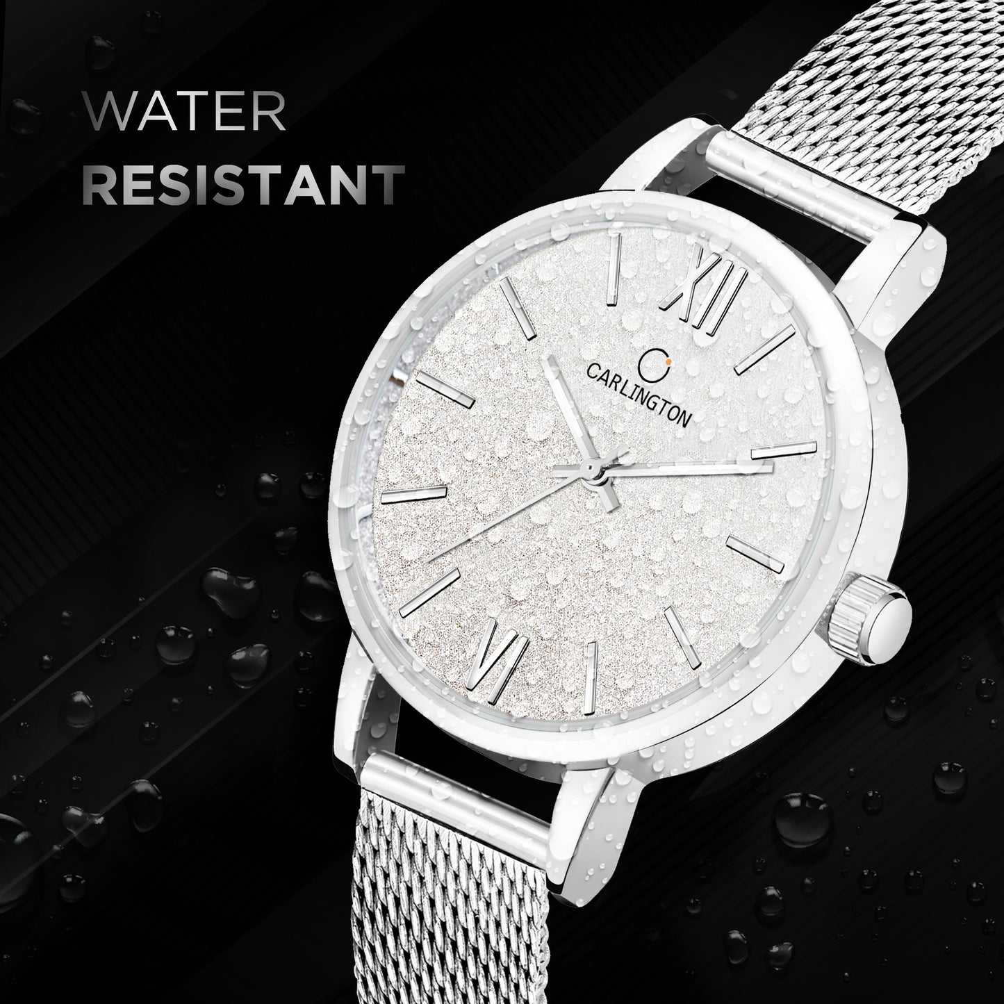 Carlington Elite Ladies Self Adjustable Mesh Strap Water Resistant Analog Watch - For Women CT2018