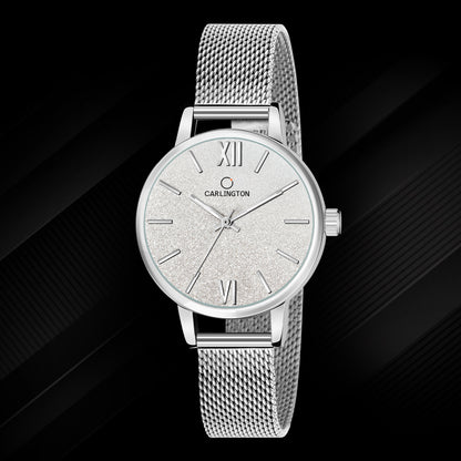 Carlington Elite Ladies Self Adjustable Mesh Strap Water Resistant Analog Watch - For Women CT2018