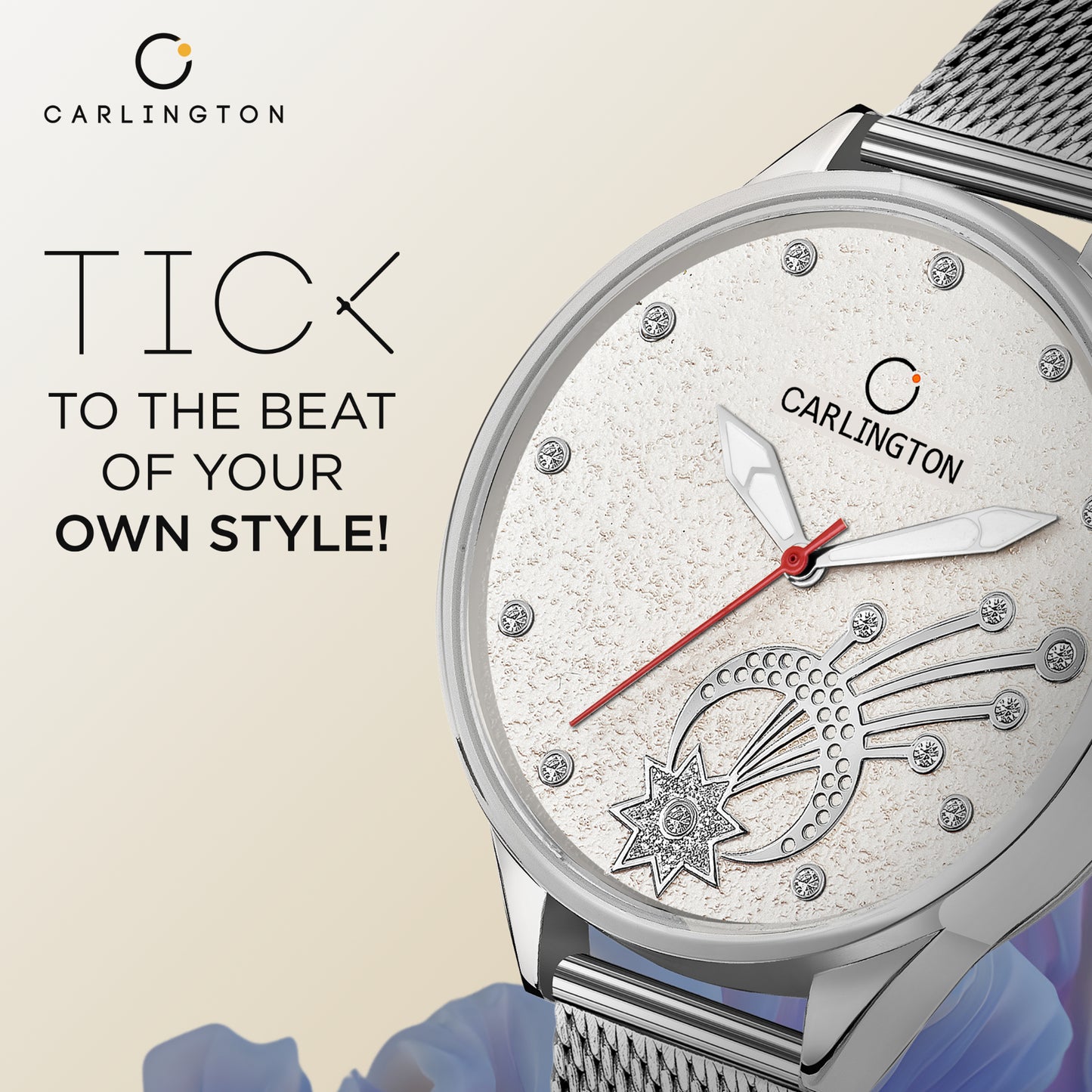 Carlington Elite Ladies Self Adjustable Mesh Strap Water Resistant Analog Watch - For Women CT2020