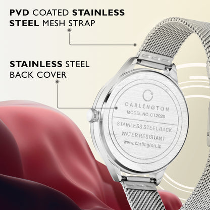 Carlington Elite Ladies Self Adjustable Mesh Strap Water Resistant Analog Watch - For Women CT2020