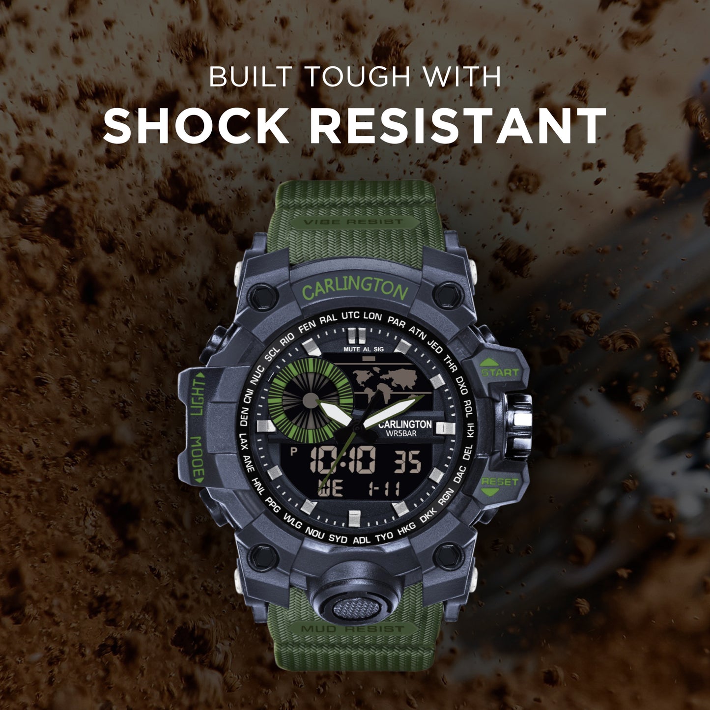 Carlington Analog-Digital Watch - 3388 Green
