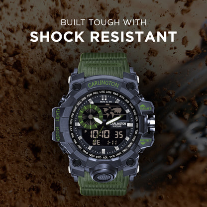 Carlington Analog-Digital Watch - 3388 Green