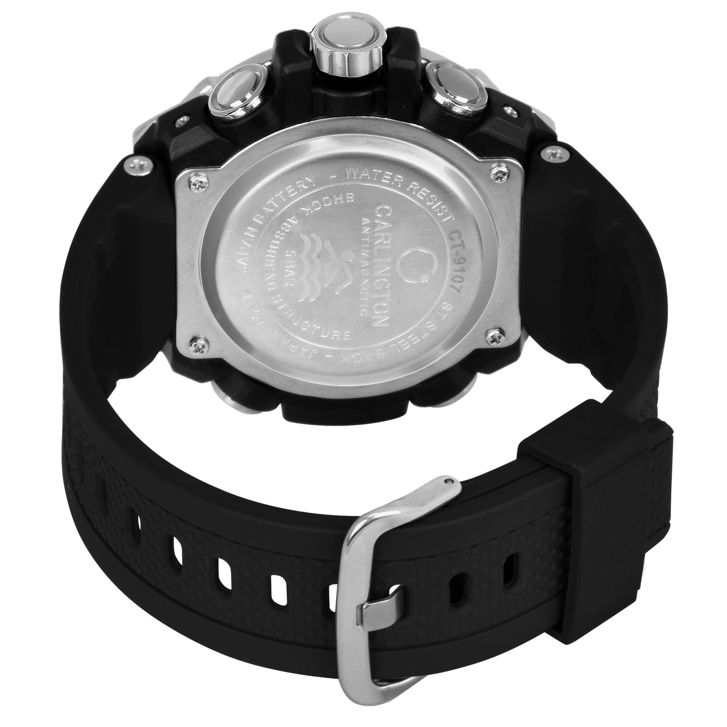 Carlington Analog-Digital Watch - 9107 Black