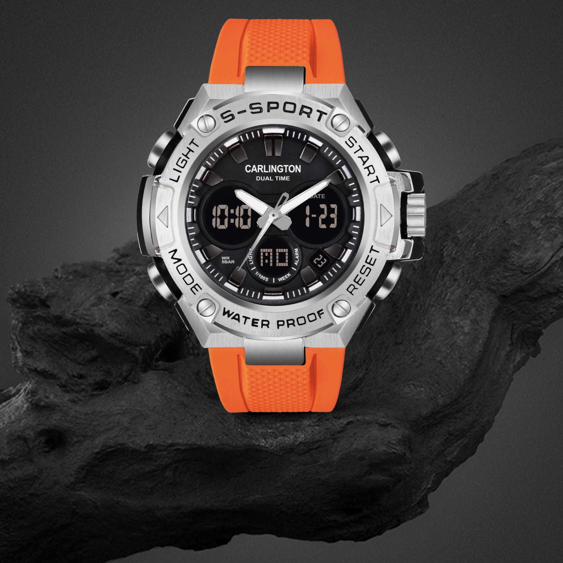 Carlington Analog-Digital Watch - 9107 Orange