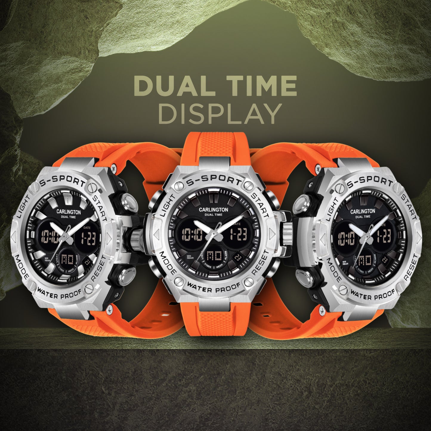 Carlington Analog-Digital Watch - 9107 Orange