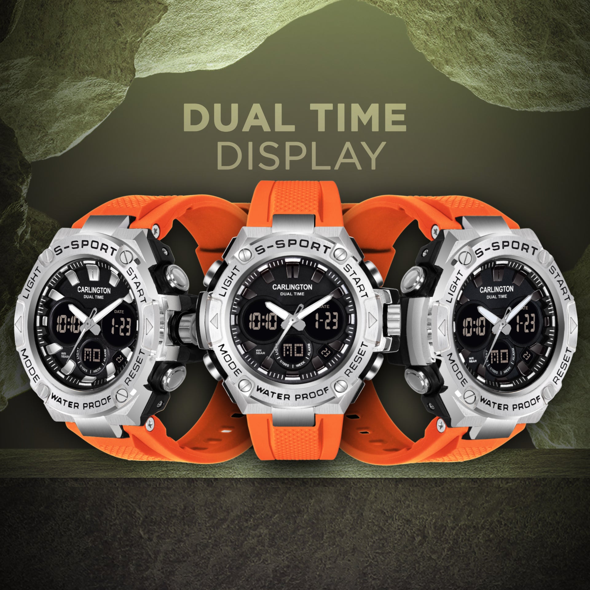 Carlington Analog-Digital Watch - 9107 Orange