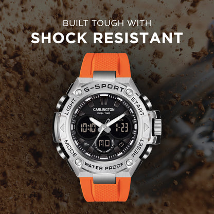Carlington Analog-Digital Watch - 9107 Orange