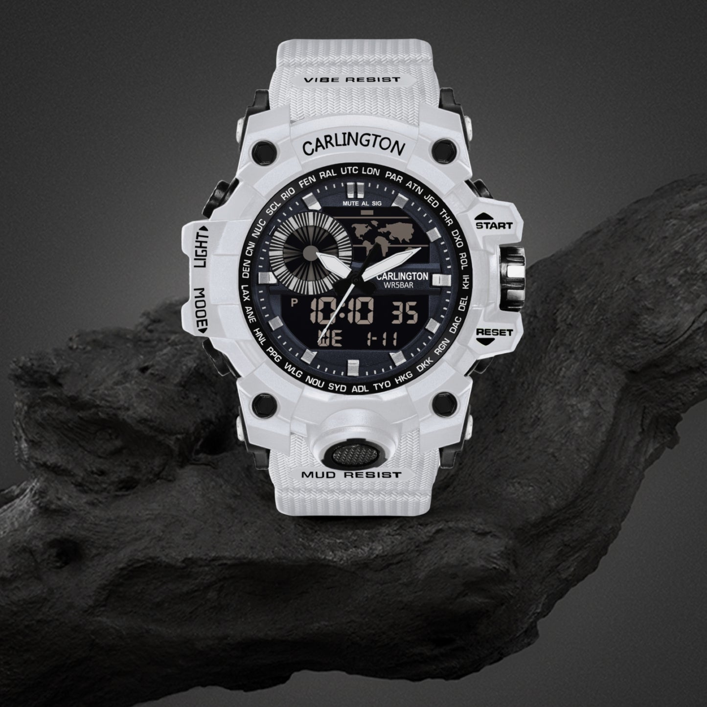 Carlington Analog-Digital Watch - 3388 White