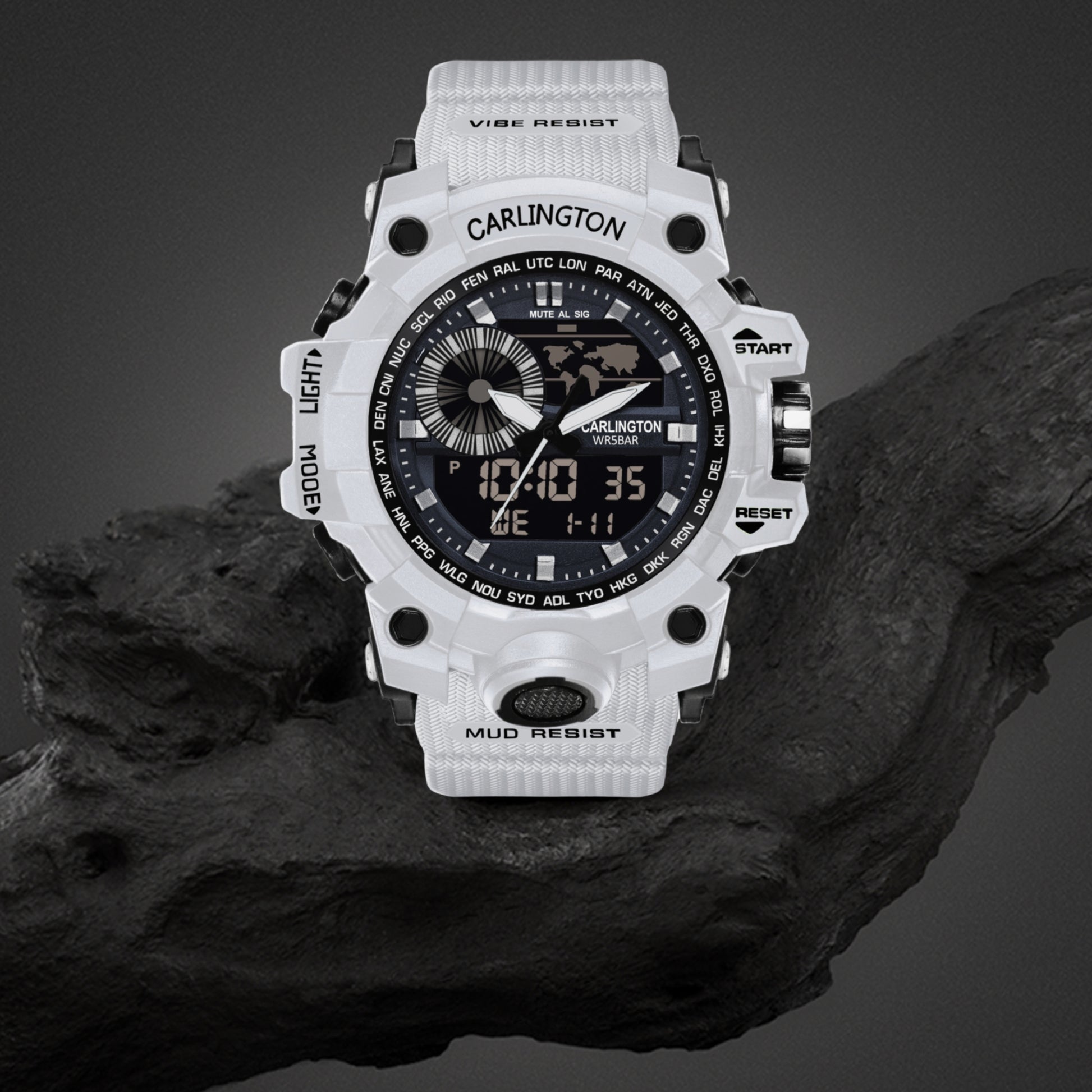 Carlington Analog-Digital Watch - 3388 White