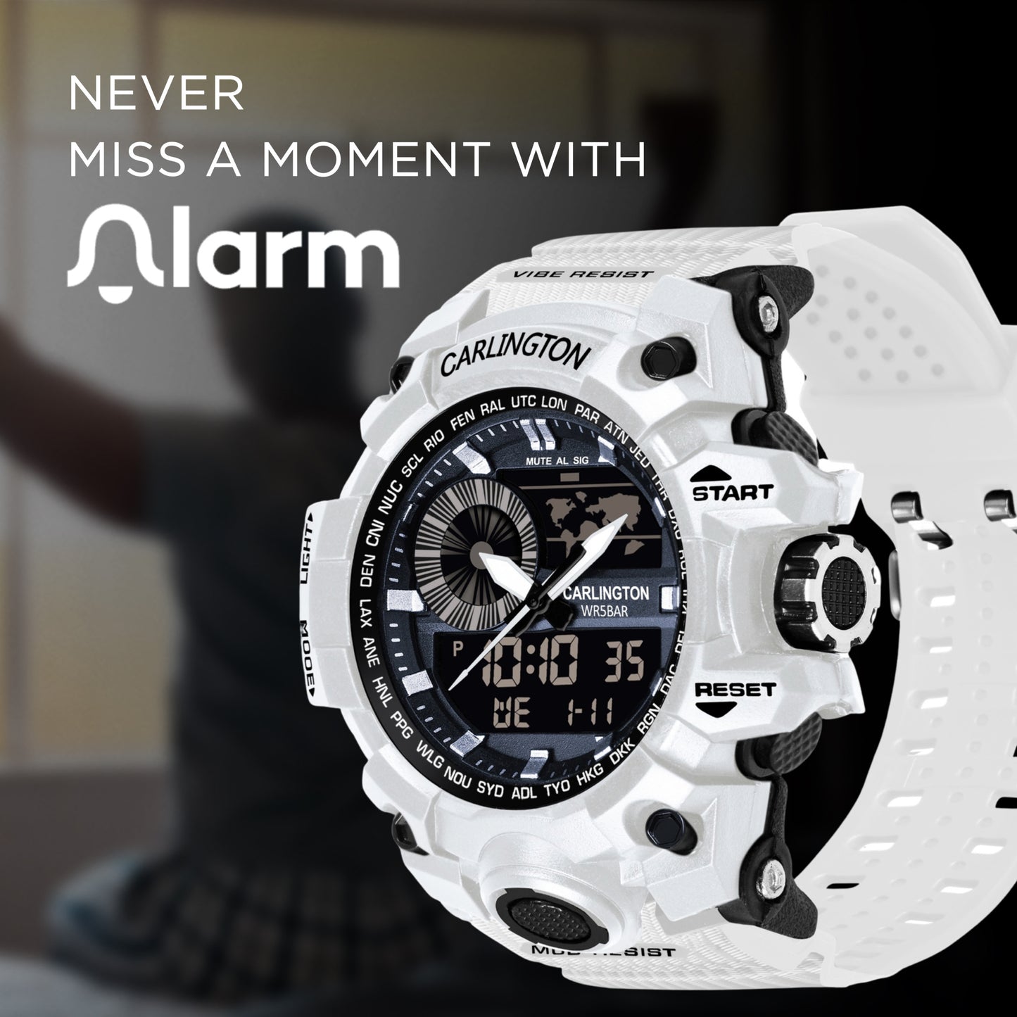 Carlington Analog-Digital Watch - 3388 White