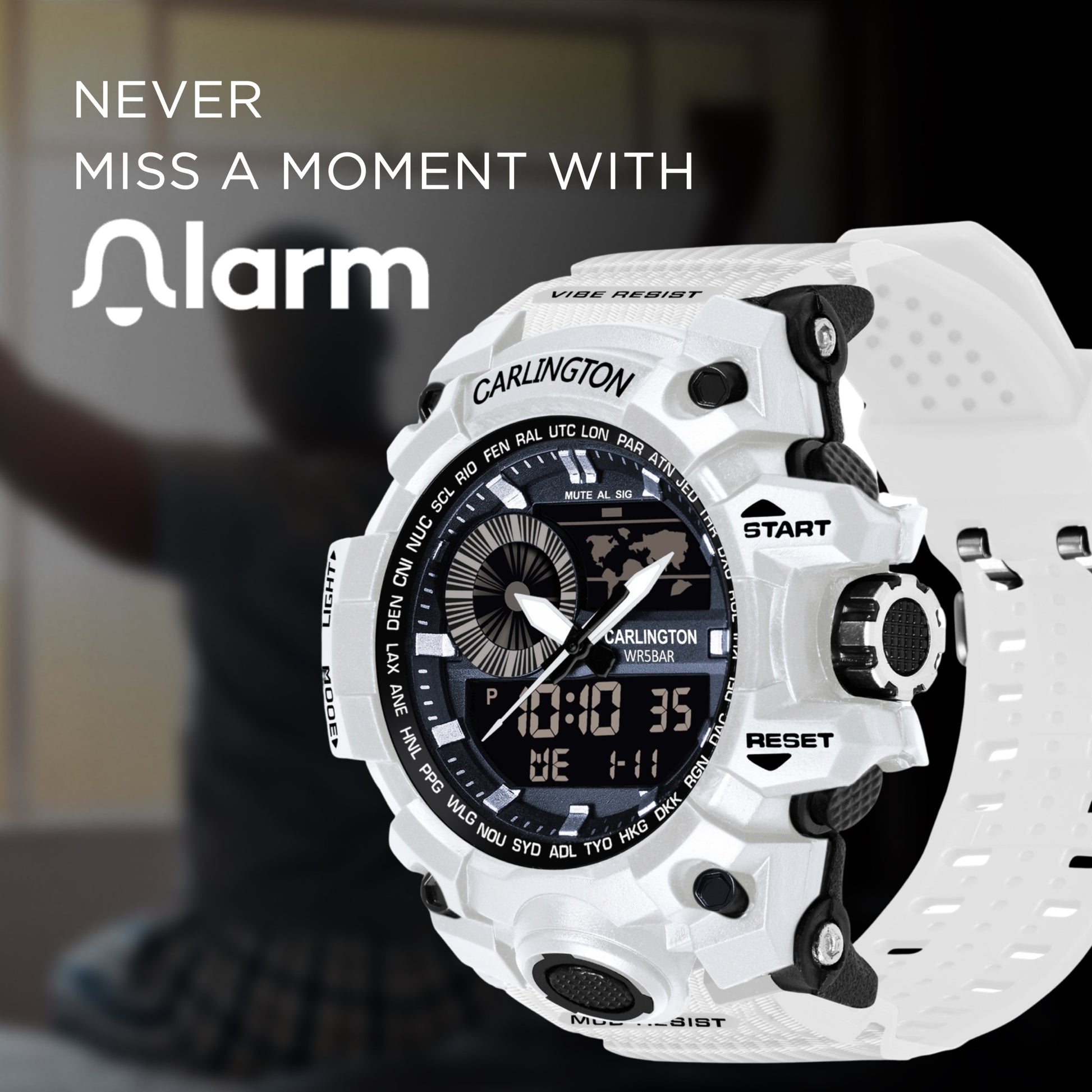 Carlington Analog-Digital Watch - 3388 White