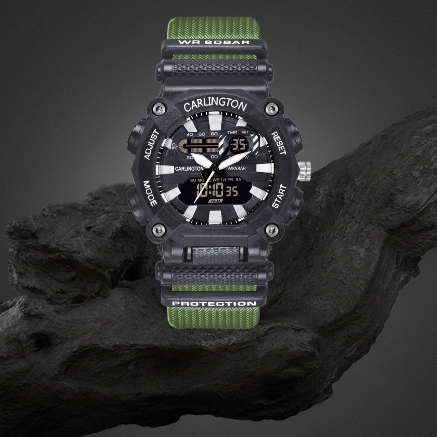 Carlington Analog-Digital Watch - 3311 Green