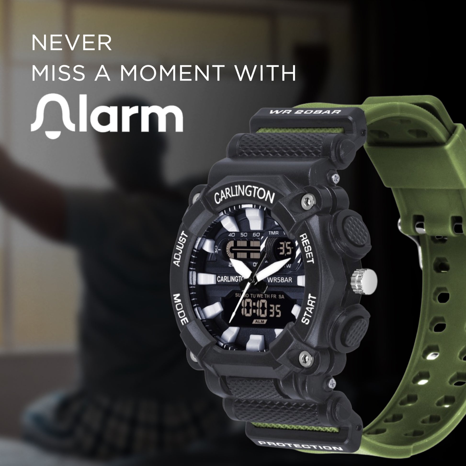 Carlington Analog-Digital Watch - 3311 Green