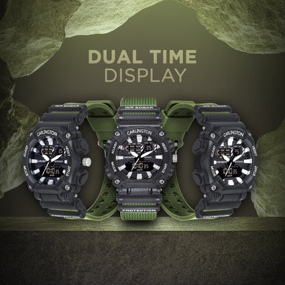 Carlington Analog-Digital Watch - 3311 Green
