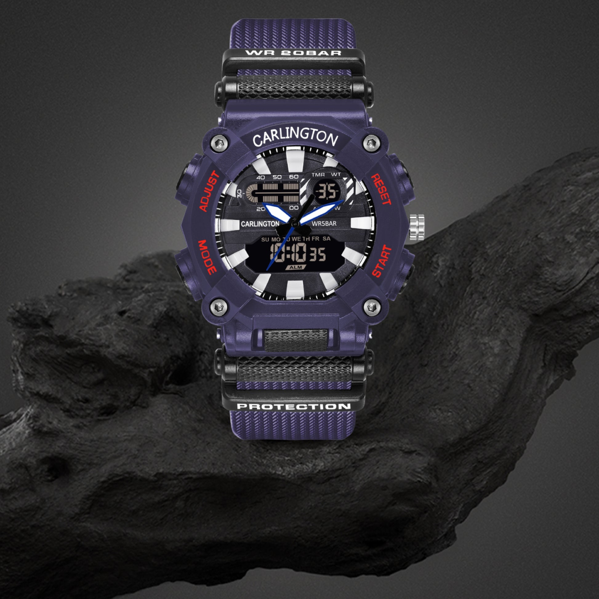 Carlington Analog-Digital Watch - 3311 Blue