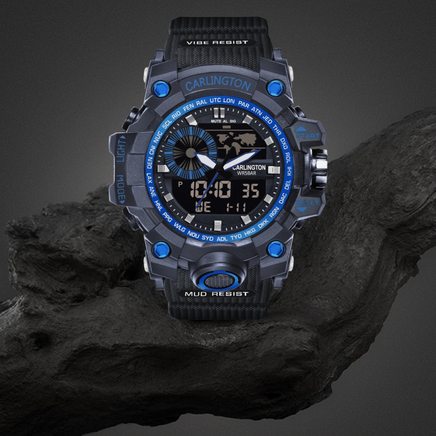 Carlington Analog-Digital Watch - 3388 Blue