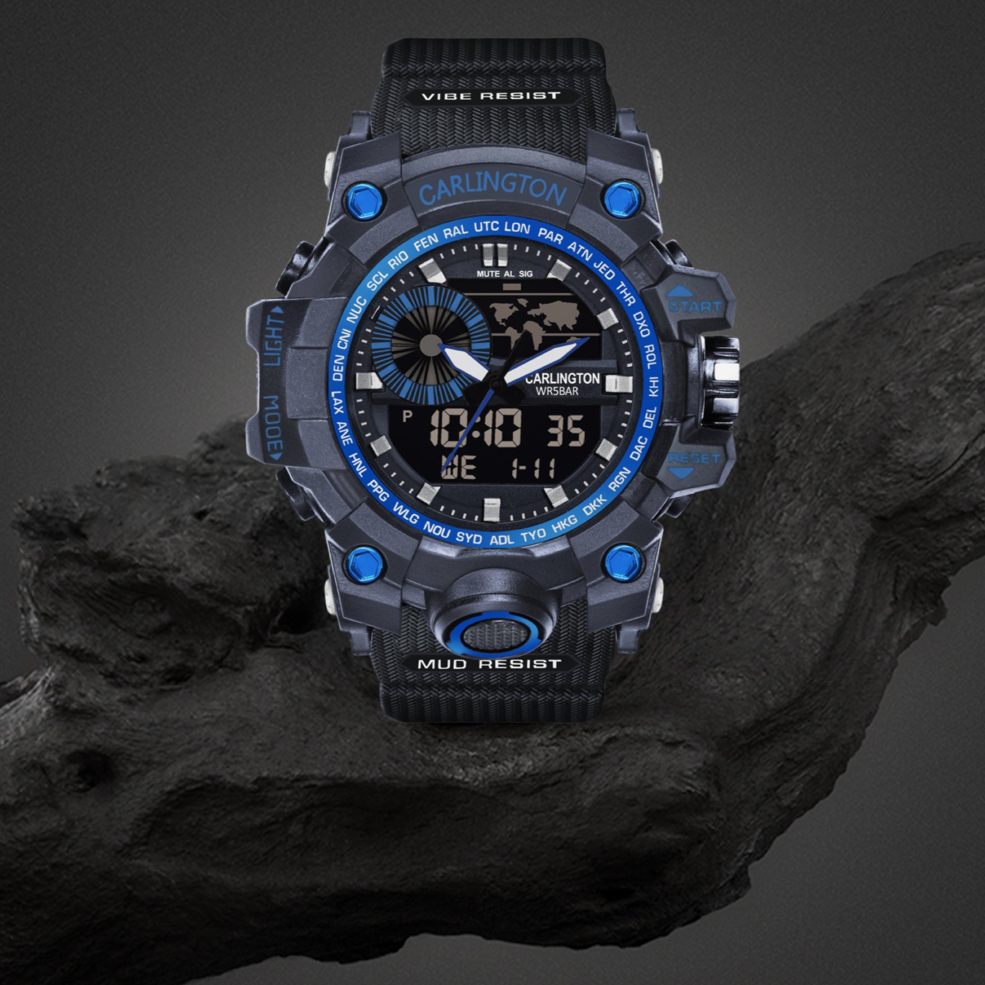 Carlington Analog-Digital Watch - 3388 Blue