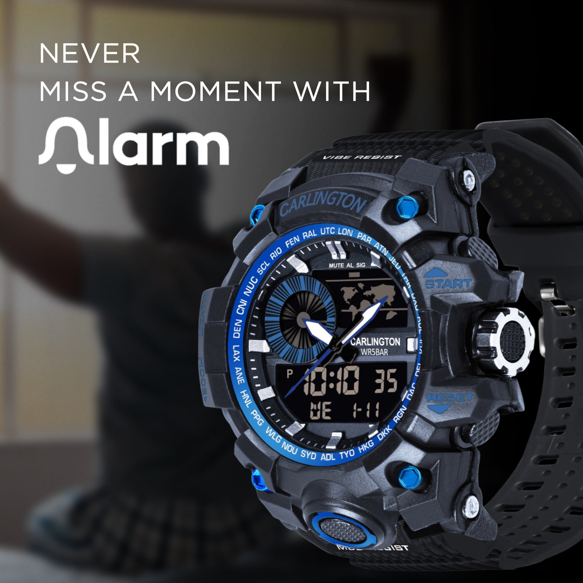 Carlington Analog-Digital Watch - 3388 Blue