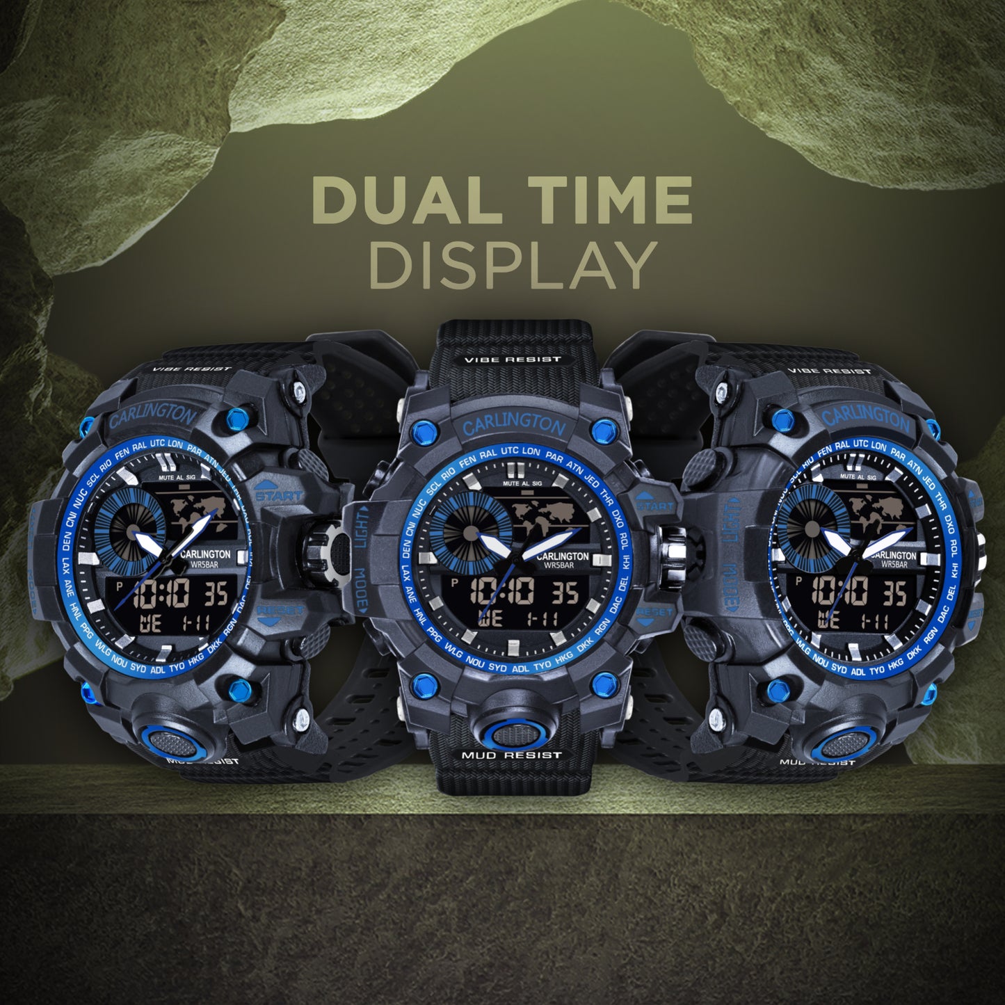 Carlington Analog-Digital Watch - 3388 Blue