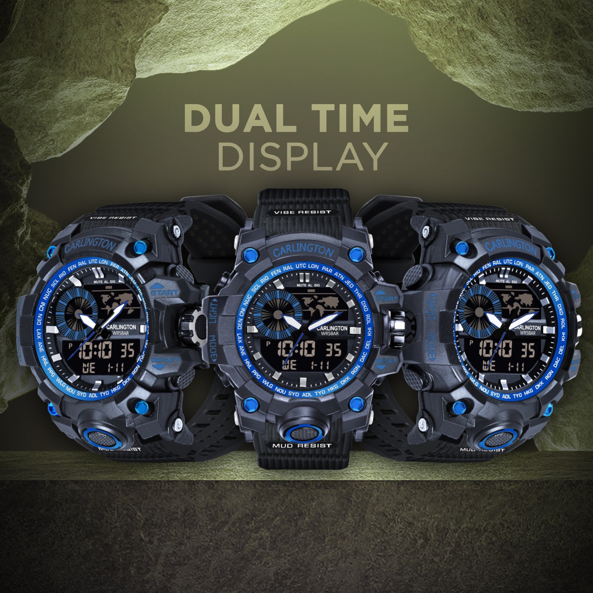 Carlington Analog-Digital Watch - 3388 Blue