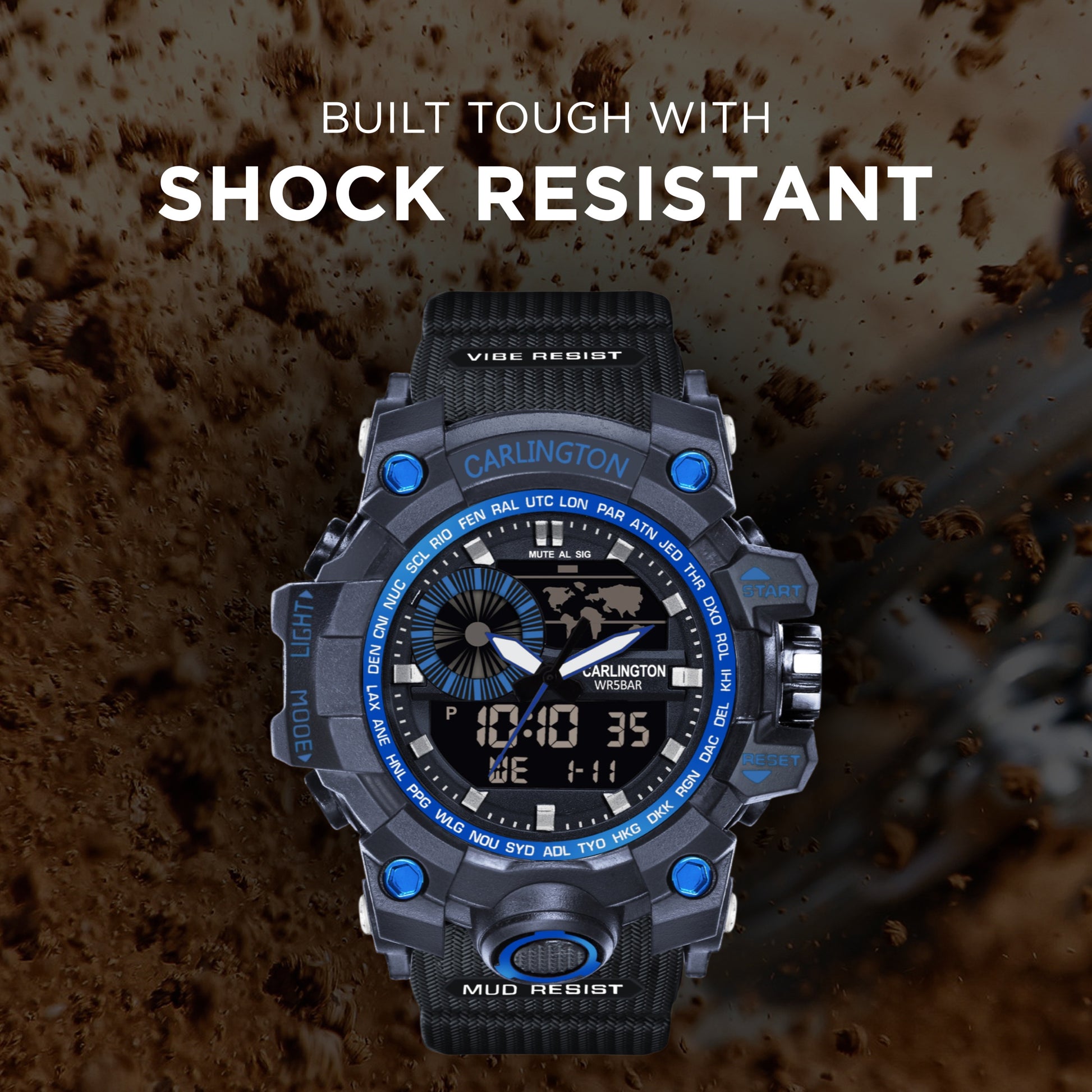 Carlington Analog-Digital Watch - 3388 Blue