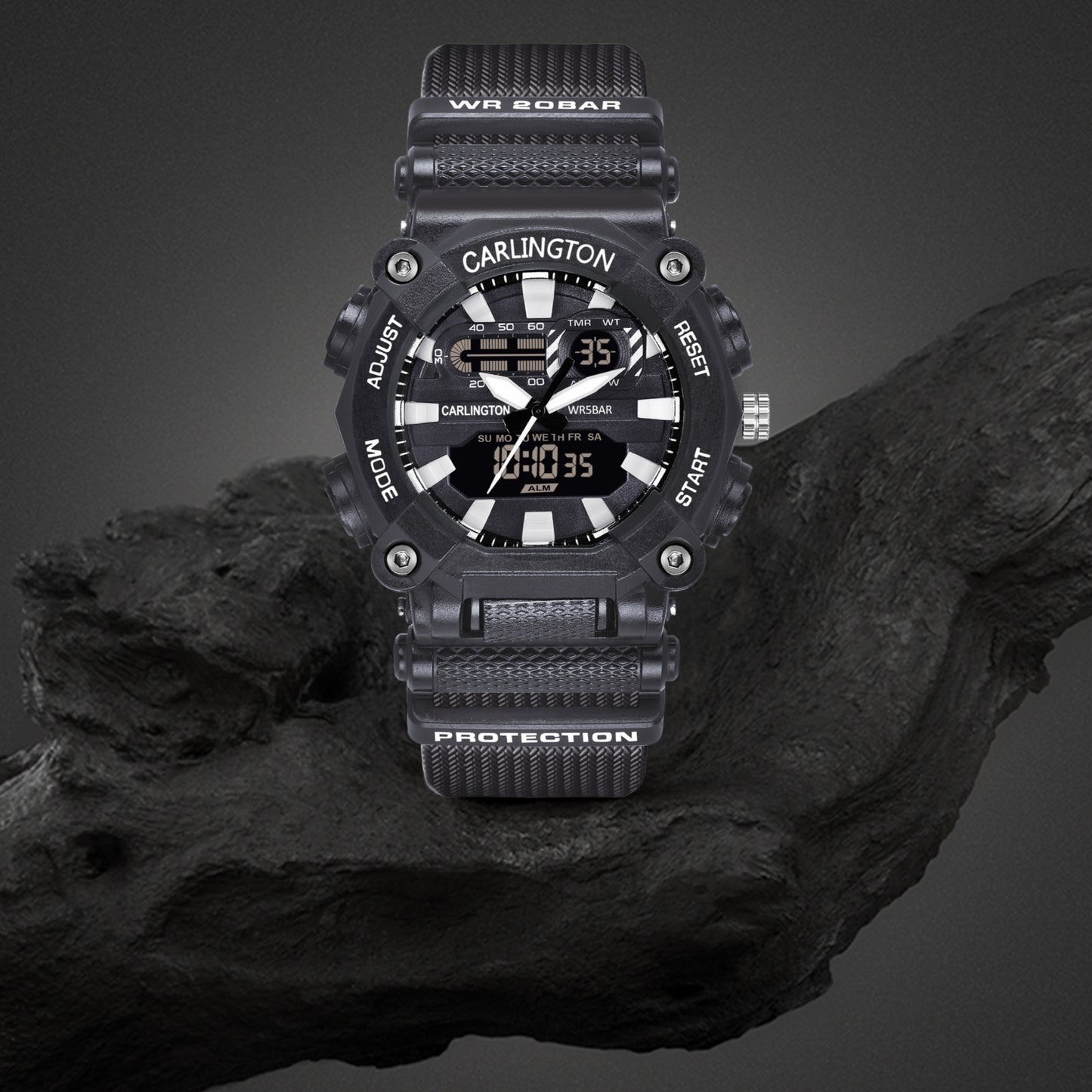 Carlington Analog-Digital Watch - 3311 Black
