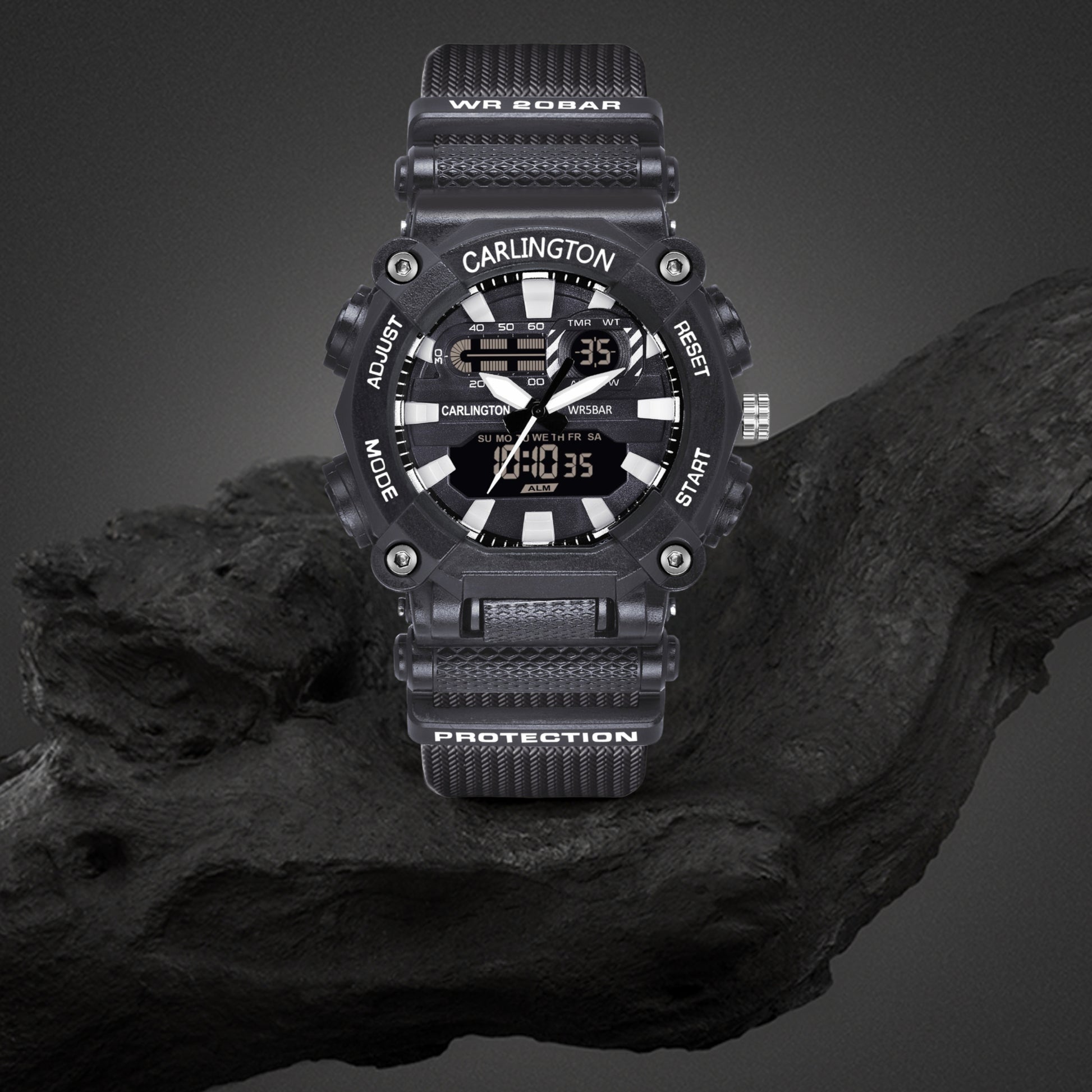 Carlington Analog-Digital Watch - 3311 Black