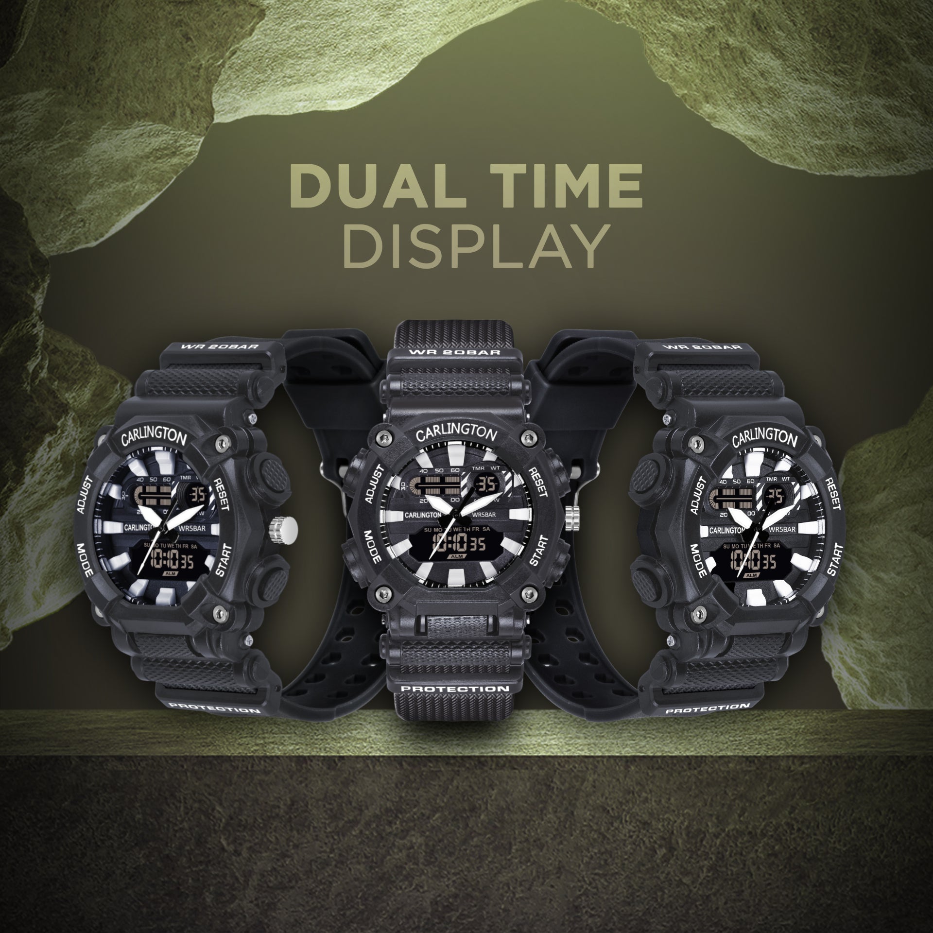 Carlington Analog-Digital Watch - 3311 Black