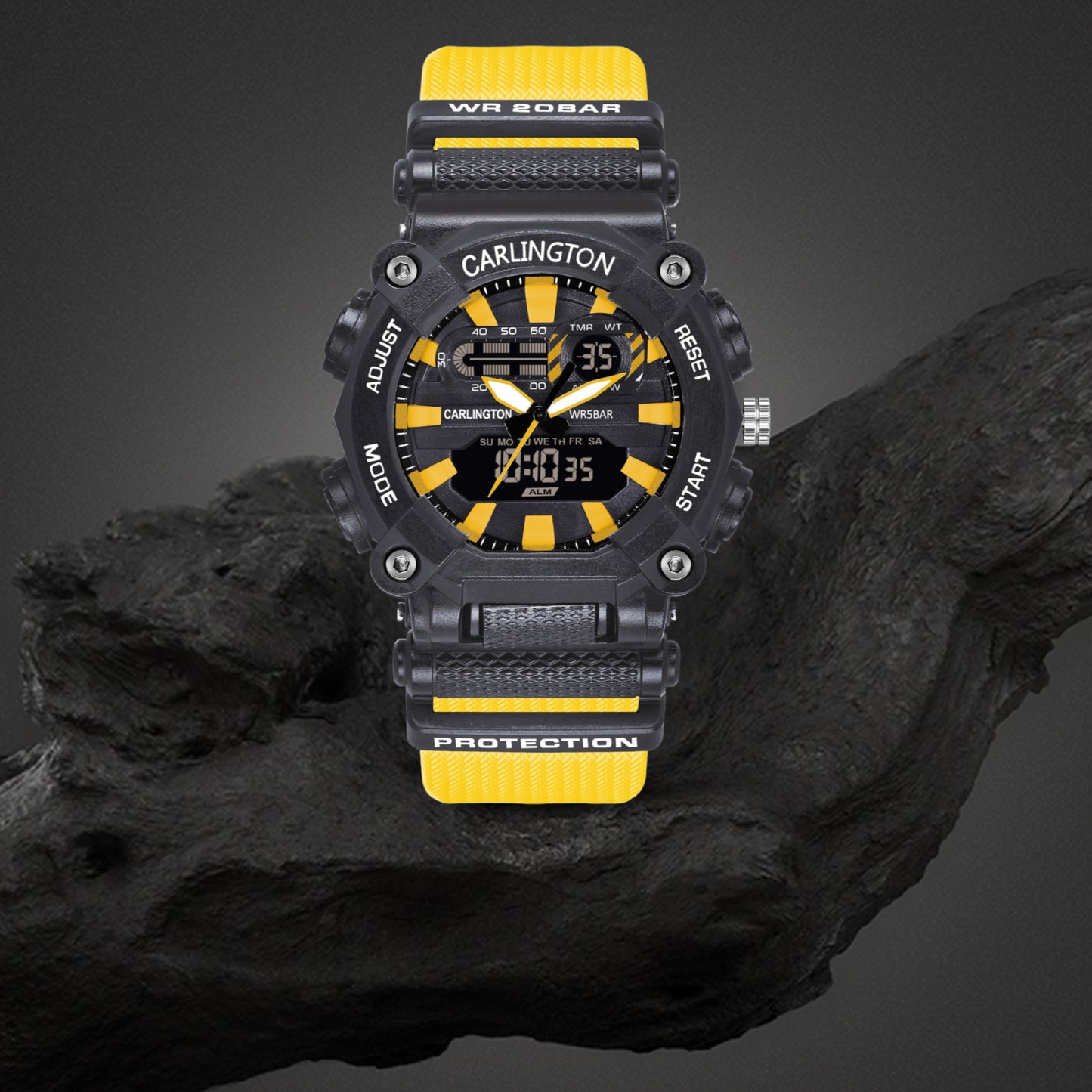 Carlington Analog-Digital Watch - 3311 Yellow