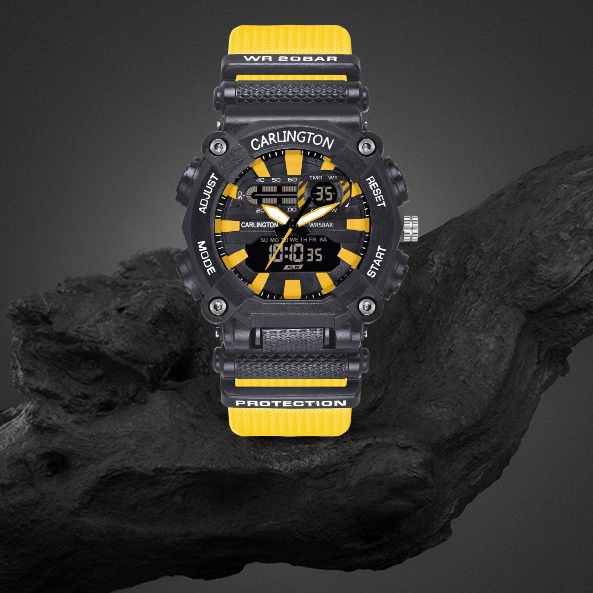 Carlington Analog-Digital Watch - 3311 Yellow