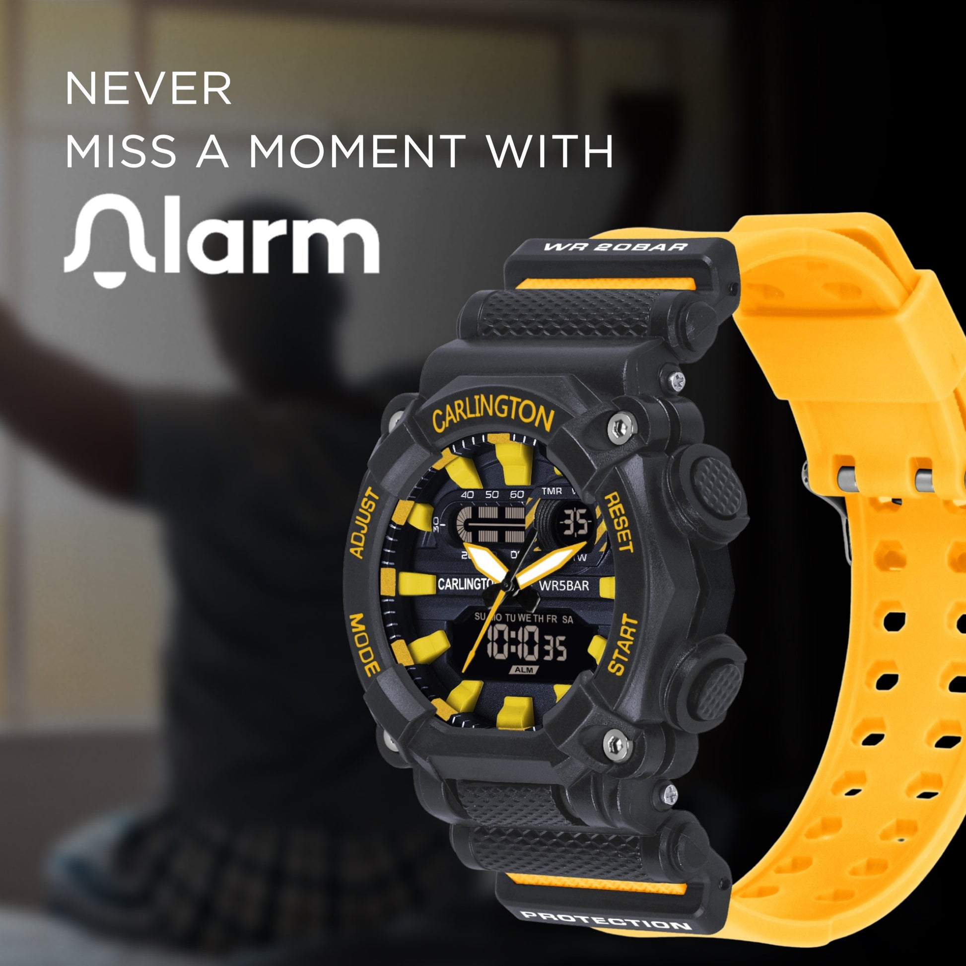 Carlington Analog-Digital Watch - 3311 Yellow