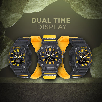 Carlington Analog-Digital Watch - 3311 Yellow