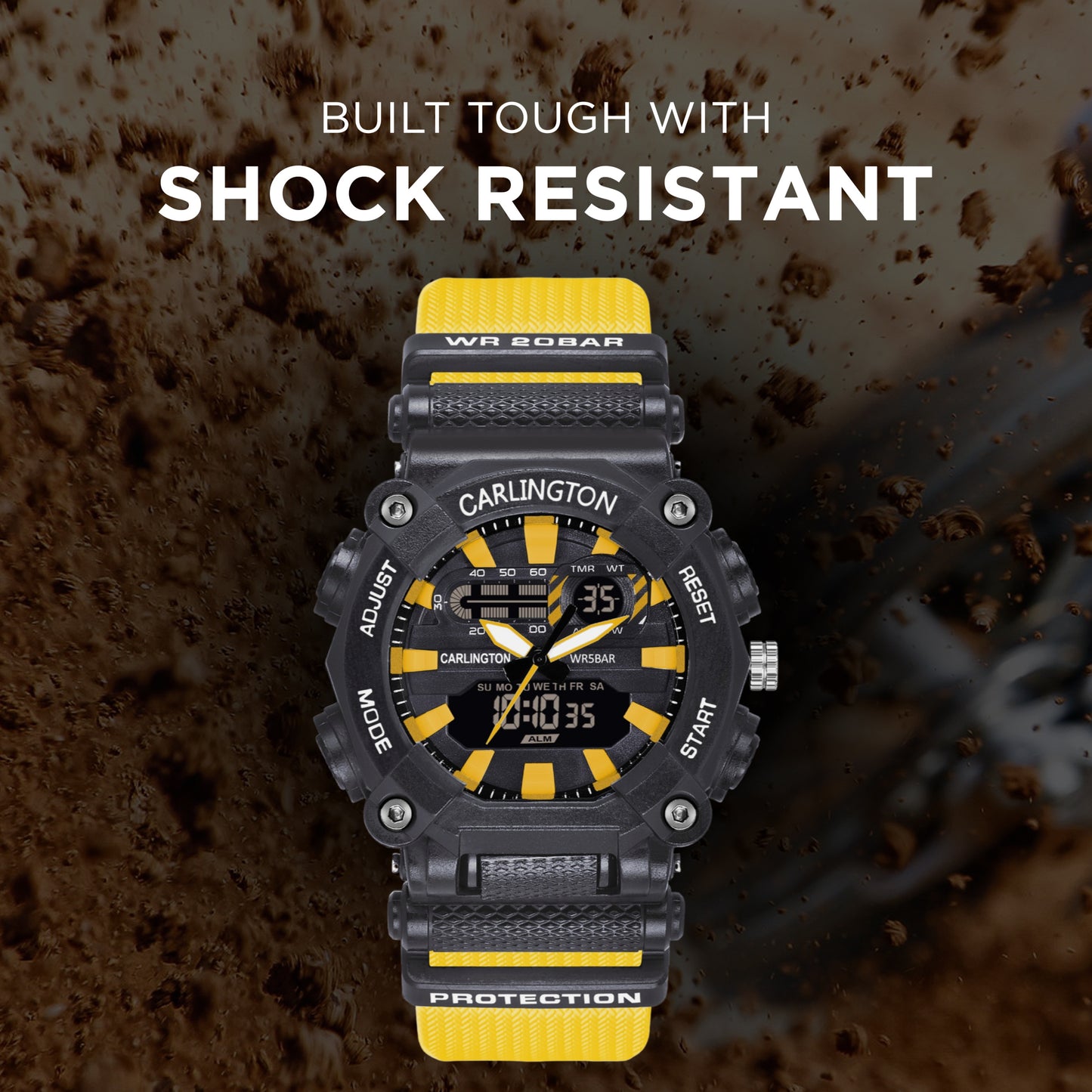 Carlington Analog-Digital Watch - 3311 Yellow