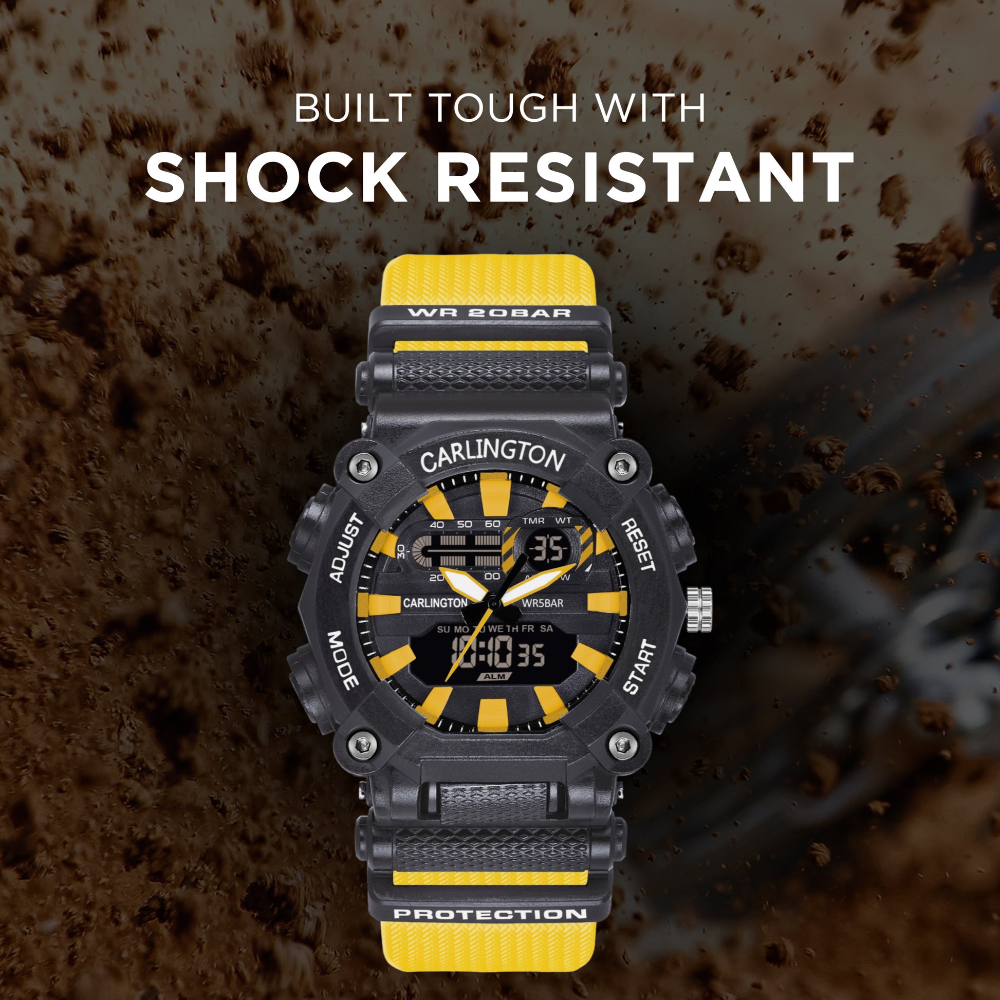 Carlington Analog-Digital Watch - 3311 Yellow