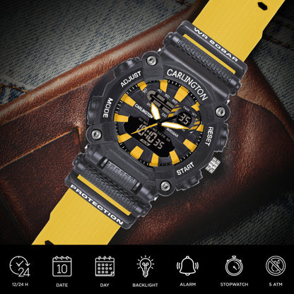 Carlington Analog-Digital Watch - 3311 Yellow
