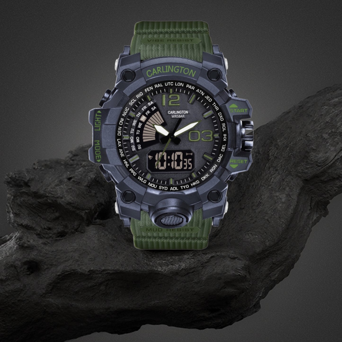 Carlington Analog-Digital Watch - 3366 Yellow
