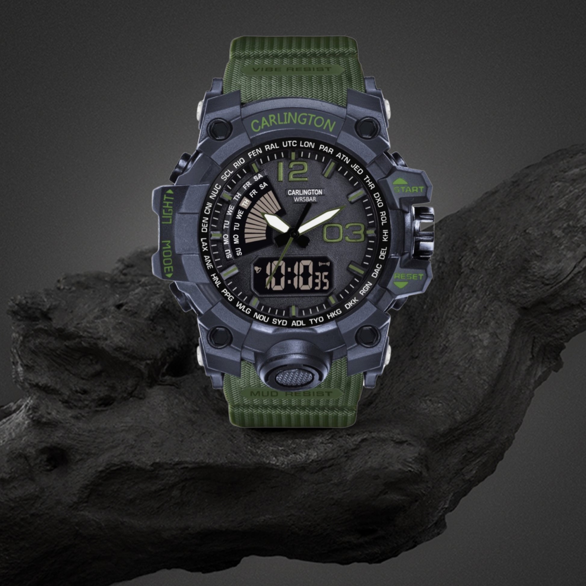 Carlington Analog-Digital Watch - 3366 Yellow