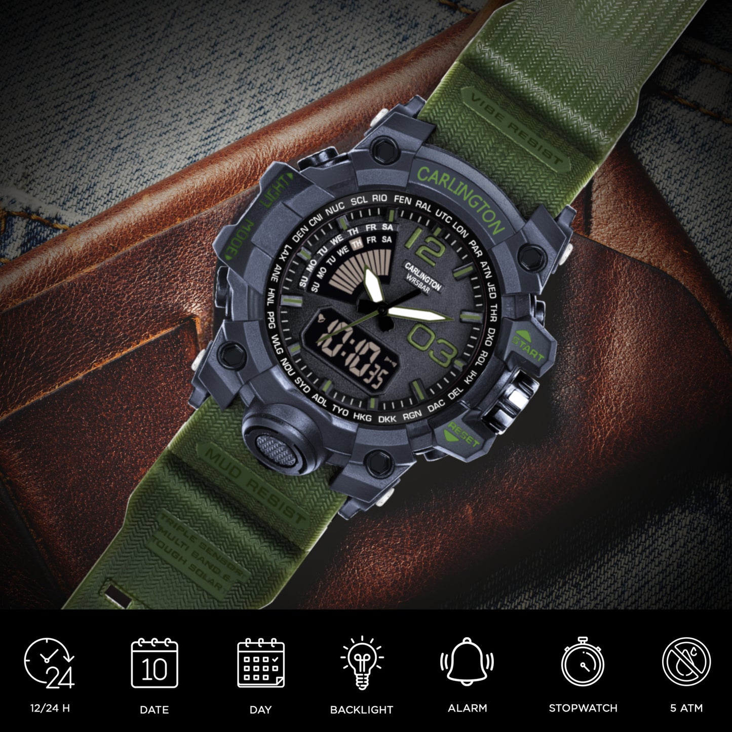 Carlington Analog-Digital Sports Watch - 3366