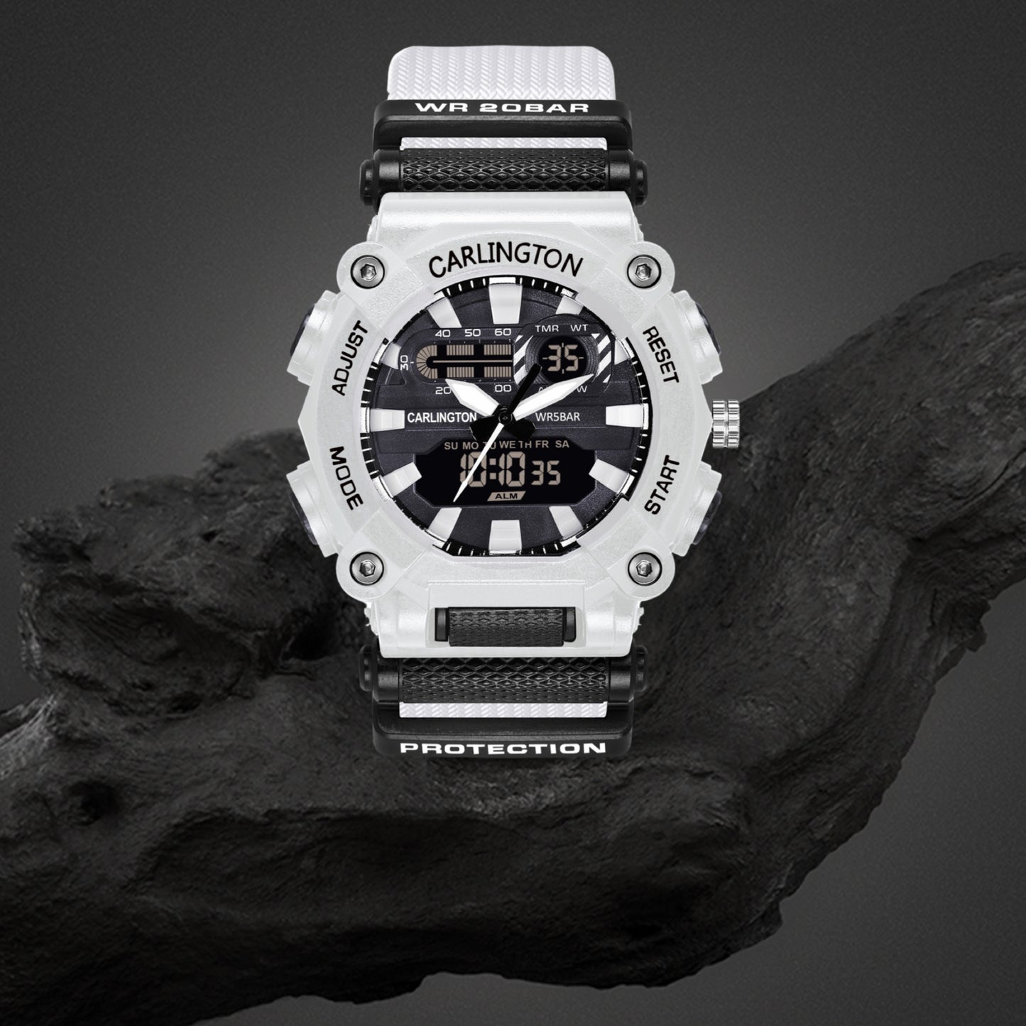 Carlington Analog-Digital Watch - 3311 White